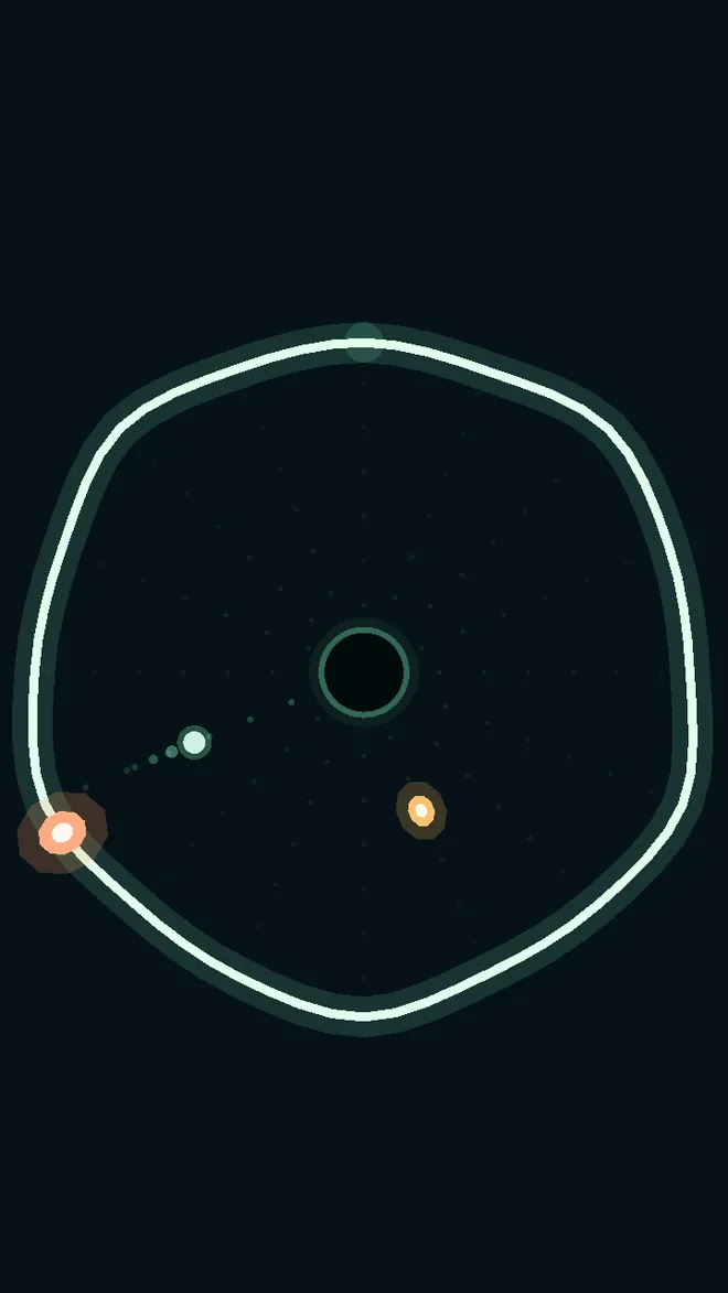 Rimward gameplay: orbit the rim of a glowing tide pool