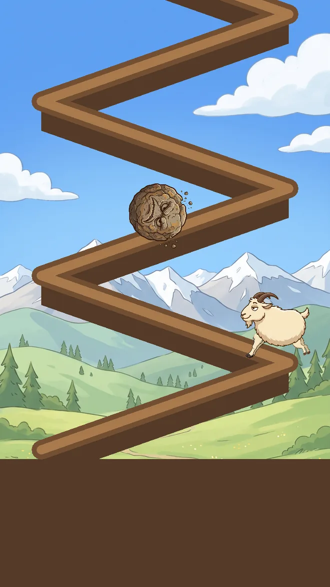 Switchback gameplay: hop the trail, stomp the boulders
